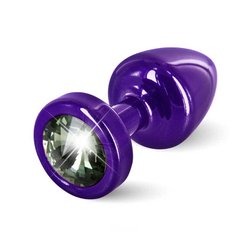 Анальная пробка S Diogol фиолетовая с камнем, металл, 25 мм