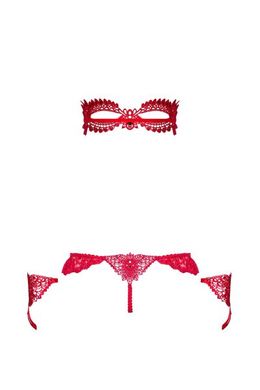 Набор маска+наручники+стринги Obsessive Hetea 3 pcs set red L/XL