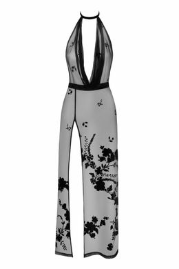 Платье длинное Divinity F312 Noir Handmade, с глубоким декольте, черное, размер S