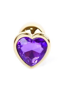 Анальная пробка с фиолетовым камнем, сердце Jewellery