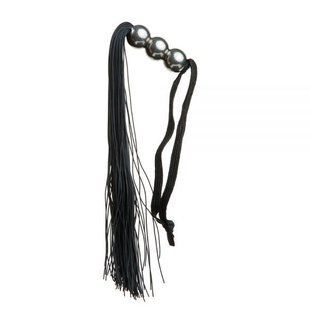 F61431 батіг з силікону ручка 3 кульки FLOGGER BLACK METAL