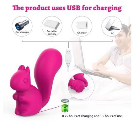 Мини-вибратор клиторальный Every Night Toys Debbie в форме белочки розовый, 10 режимов вибрации