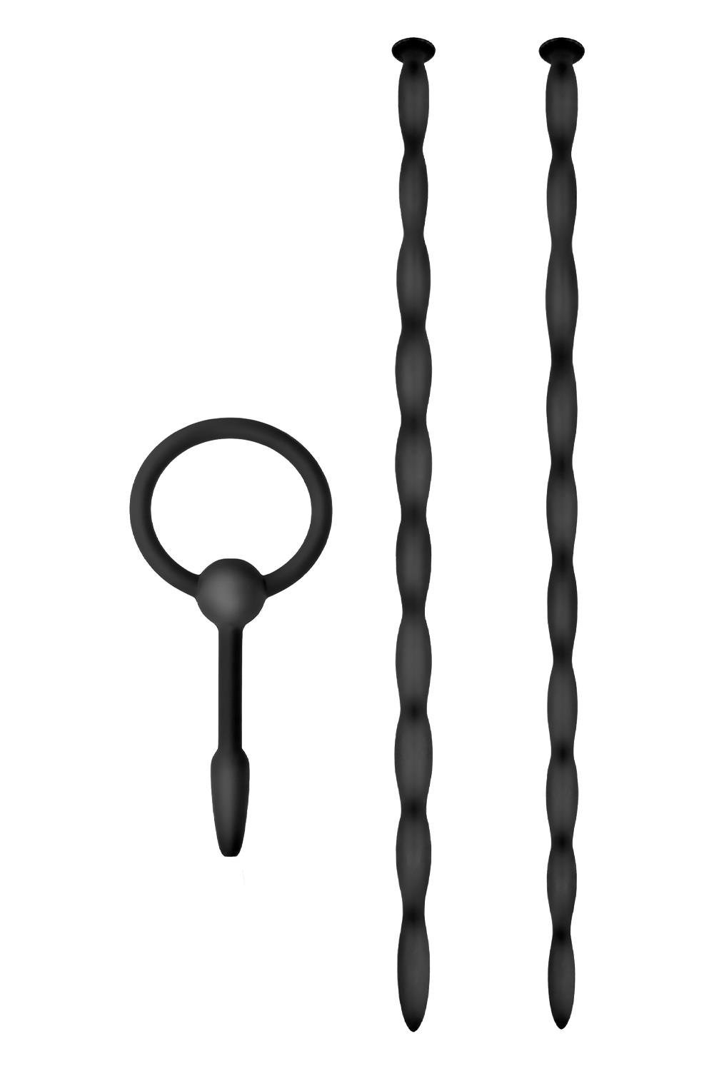 Набір чорних уретральних катетерів NMC Knot Knot XL із силікону з намистинами, XL