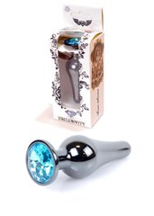 Анальна пробка з нержавіючої сталі з каменем Plug-Jewellery Dark Silver BUTT PLUG-Light Blue
