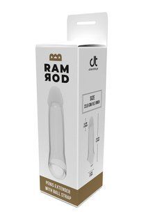Насадка на пенис Dreamtoys Ramrod с кольцом для мошонки, прозрачная