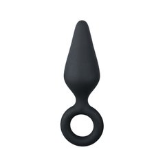 Анальная пробка со стоппером-кольцом Easytoys, силиконовая, чёрная, 8.5 х 2.5 см