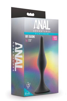 Анальная пробка вытянутая Anal Adventures Blush, силиконовая, черная, 13.3 х 3 см
