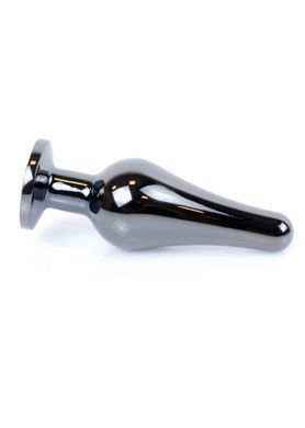 Анальная пробка из нержавеющей стали с камнем Plug-Jewellery Dark Silver BUTT PLUG- Light Blue