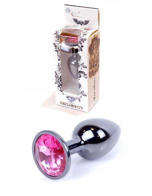 Анальна пробка з каменем Plug-Jewellery Dark Silver PLUG-Pink розмір S