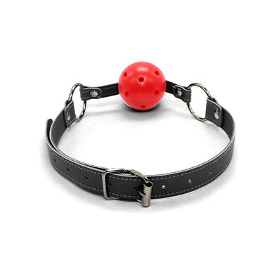Кляп DS Fetish, красный шарик на черном ремешке