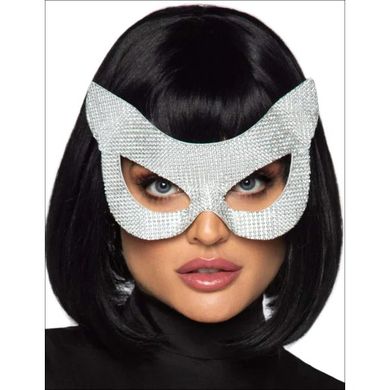 Костюмна маска для очей Leg Avenue зі штучними стразами сріблястого кольору