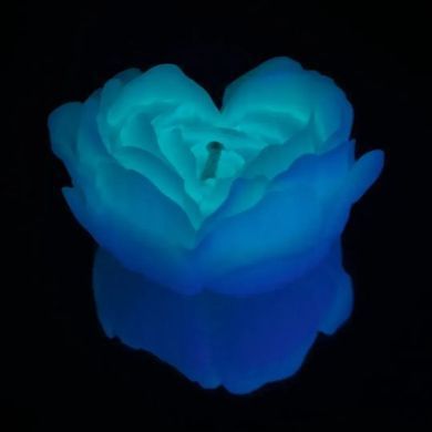 Низкотемпературная БДСМ-свеча в форме розы GlowKink, люминесцентная, L, 62 г, голубая