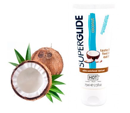 Їстівний лубрикант на водній основі HOT Superglide ароматний кокос, 75 мл