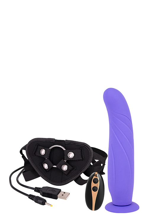 Жіночий страпон з пультом управління Seven Creations DILDO STRAP-ON PURPLE
