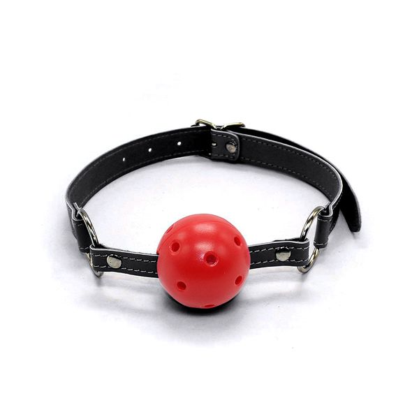 Кляп DS Fetish, червона кулька на чорному ремінці