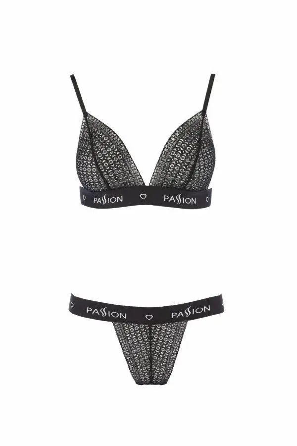 Комплект білизни в сіточку Passion GLAMISS чорний, S/M