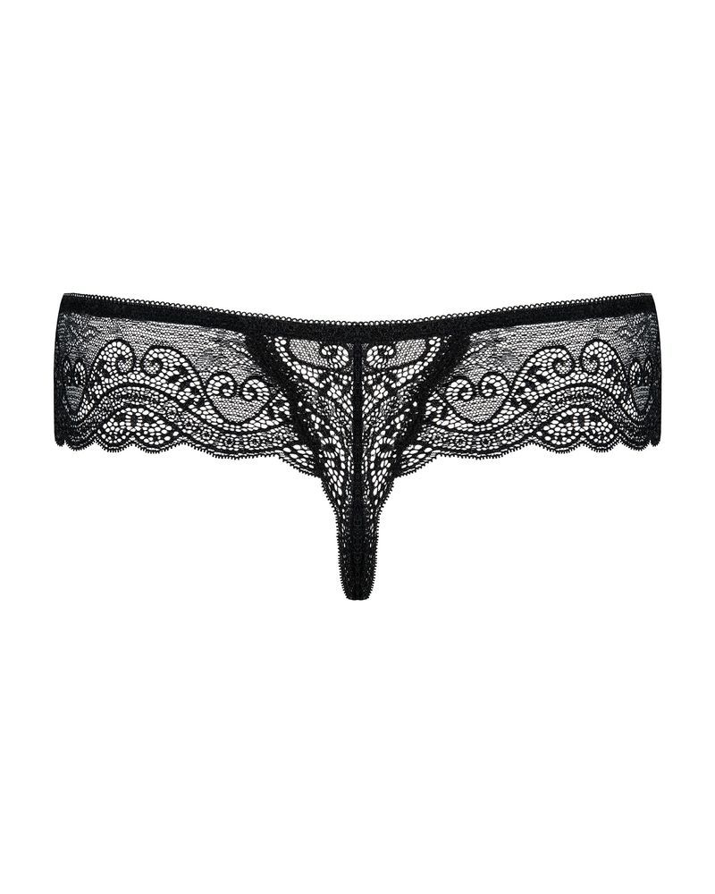 Трусики- стринги кружевные черные Obsessive Miamor L/XL