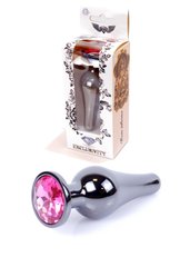 Анальна пробка з нержавіючої сталі з каменем Plug-Jewellery Dark Silver BUTT PLUG-Pink