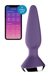 Анальная пробка с двумя моторами Satisfyer Plug-ilicious 1 и управлением с телефона, фиолетовая