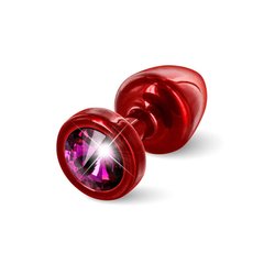 Анальна пробка Diogol з рожевим кристалом, червона, 25 мм