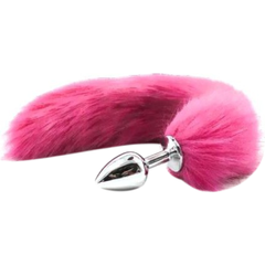 Анальна пробка S лисий хвіст DS Fetish Anal plug S faux fur fox tail Pink polyeste