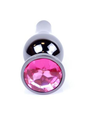 Анальна пробка з нержавіючої сталі з каменем Plug-Jewellery Dark Silver BUTT PLUG-Pink