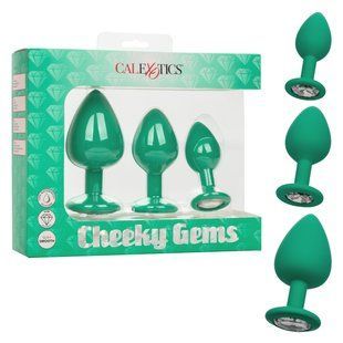 Набір анальних пробок Cheeky Gems 3 розміру, зелені