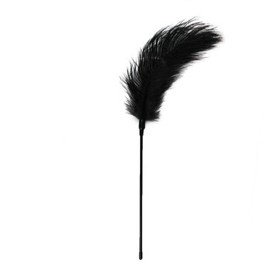 Тиклер, страусиное перо, на ручке, черное, 55 см