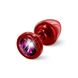 Анальная пробка Diogol с розовым кристаллом, красная, 25 мм