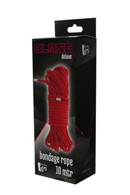 Мотузка для бондажа BLAZE DELUXE BONDAGE ROPE 10M RED, Червоний