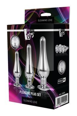 Набор анальных пробок конической формы Dream Toys GLEAMING LOVE PLEASURE SET SILVER