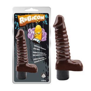Вибратор рельефный с яичками Chisa RUBICON, коричневый