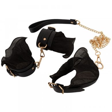 БДСМ-набор ошейник с поводком и наручники Bad Kitty, черно-золотой