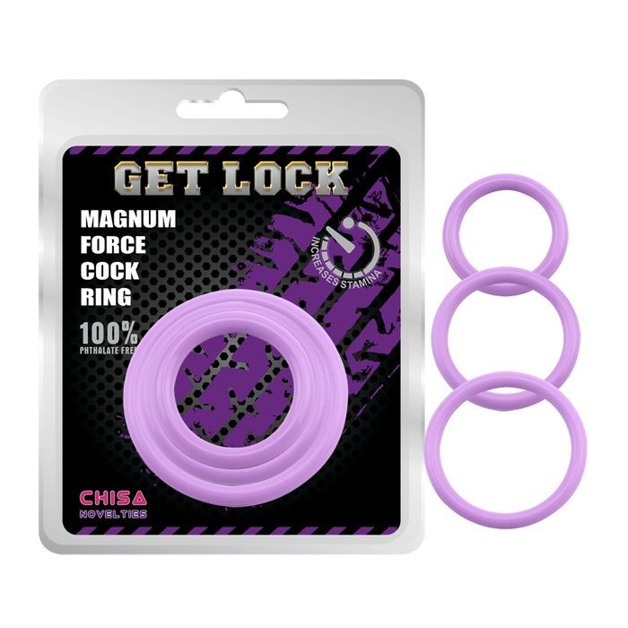 Набор&nbsp;эрекционных&nbsp;колец&nbsp;Chisa&nbsp;Get&nbsp;Lock&nbsp;magnum&nbsp;force&nbsp;cock, фиолетовые, 3&nbsp;шт