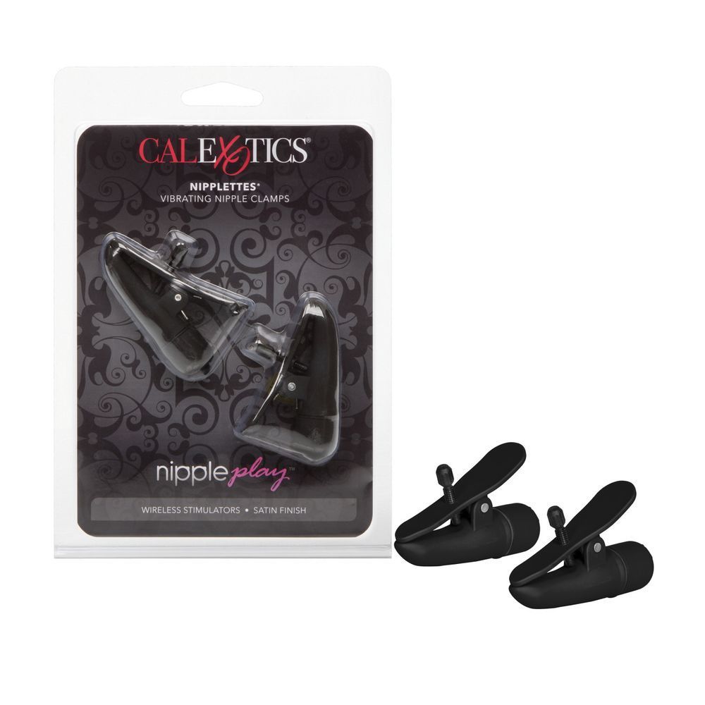 Затискачі на соски з вібрацією California Exotic Novelties, чорні, 7 см