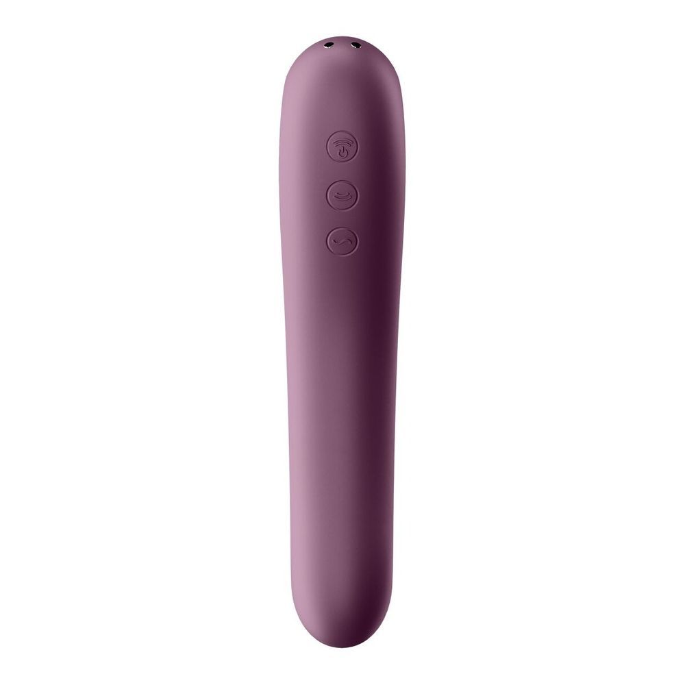 Вакуумный клиторальный стимулятор с вибрацией Satisfyer Dual Kiss, марсаловый