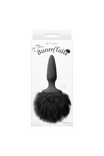 Анальна пробка з м'яким пухнастим хвостом кролика BUNNY TAILS MINI BLACK BLACK FUR
