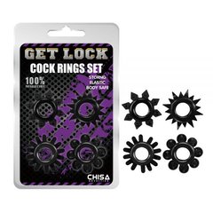 Набір кілець GK Power cock Rings Set-black, Черный, Універсальний
