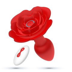 Анальная пробка роза с вибрацией и ротацией Crushious Giulietta Rotating с дистанционным пультом