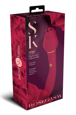 Двойной клиторальный вибратор в виде розы Secret Kisses Rosegasm, красный