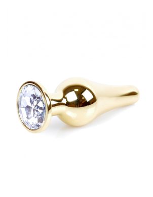 Анальний плаг з каменем Plug-Jewellery Gold BUTT PLUG- Clear
