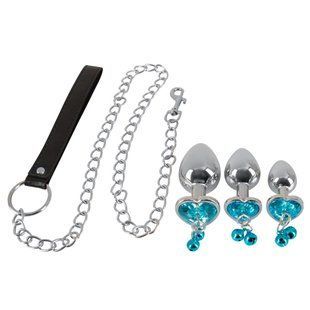 Анальные пробки с поводком You2Toys Butt Plug Set, серебристые