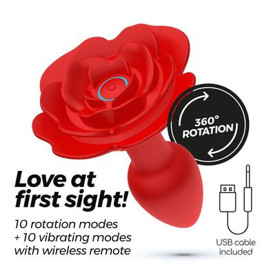Анальная пробка роза с вибрацией и ротацией Crushious Giulietta Rotating с дистанционным пультом