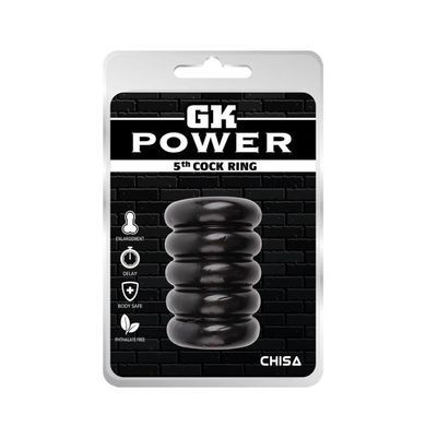 Эрекционное кольцо многоярусное Chisa GK Power, с рельефом, черный