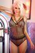 Еротичний комплект із трикотажної сітки з яскравими вставками Fantasy Lingerie чорний, L/XL
