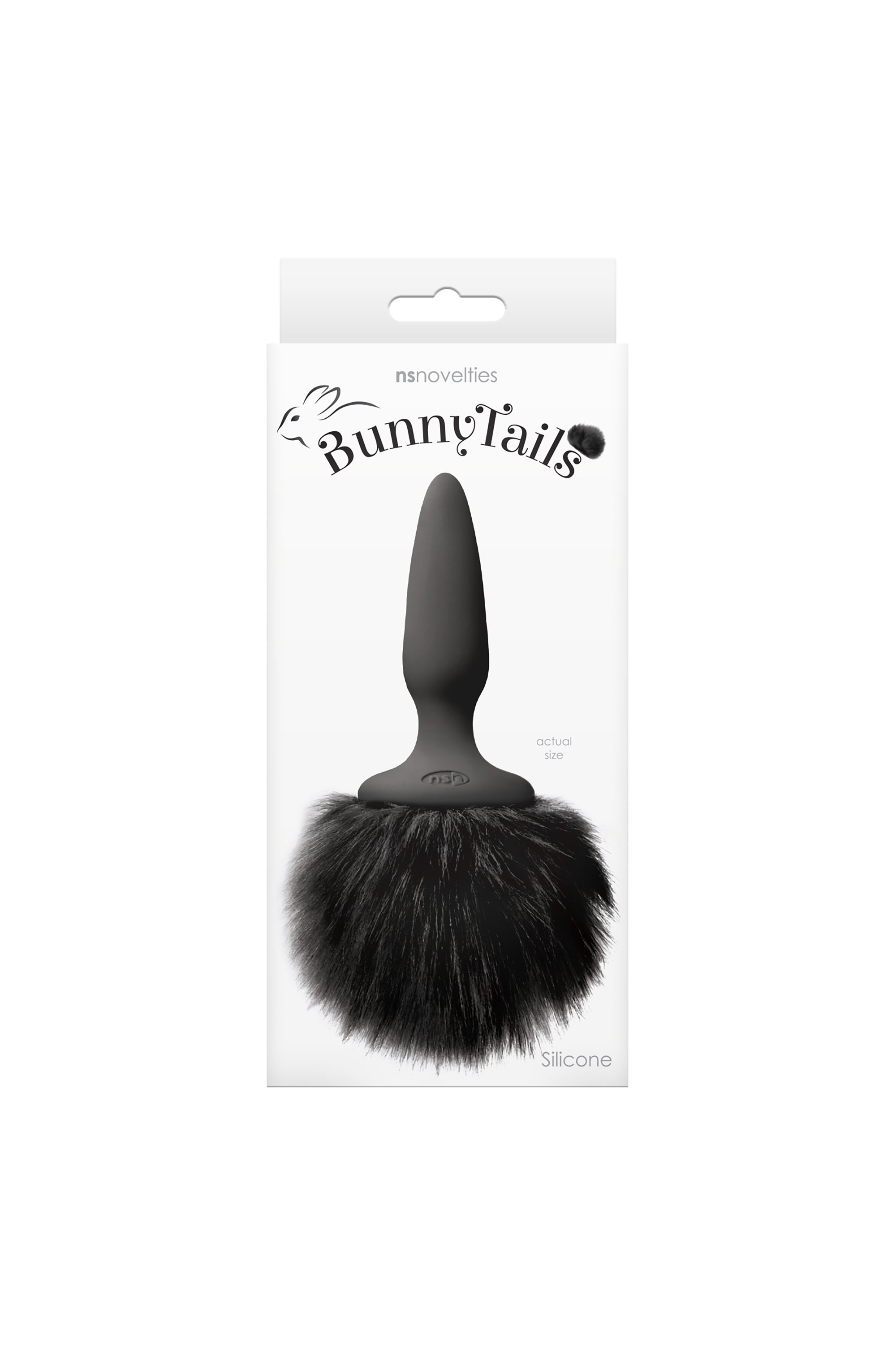 Анальна пробка з м'яким пухнастим хвостом кролика BUNNY TAILS MINI BLACK BLACK FUR