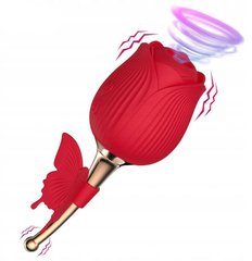Вакуумний кліторний стимулятор з вібрацією у вигляді троянди Rose Flirting, червоний