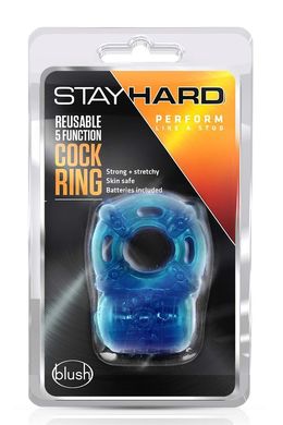Кольцо эрекционное с вибрацией Stay Hard, синее, 3.8 см