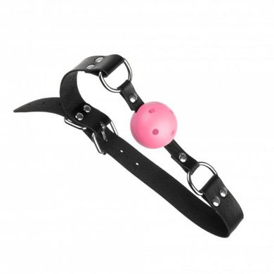 F61411 Кляп Loveshop BREATHABLE BALL Gag PINK, Черный/Розовый, Регульований