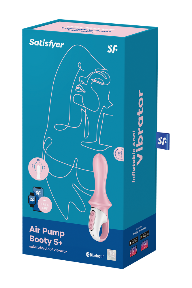 Надувний анальний смарт-вібратор Satisfyer Air Pump Booty 5 Connect App рожевий